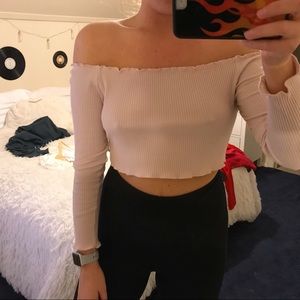 Ribbed Off The Shoulder Top